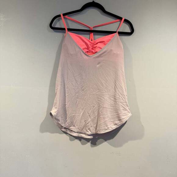 Lululemon Built-In Bra Tank Top – Grey & Neon Coral – Size 8 - Picture 1 of 3